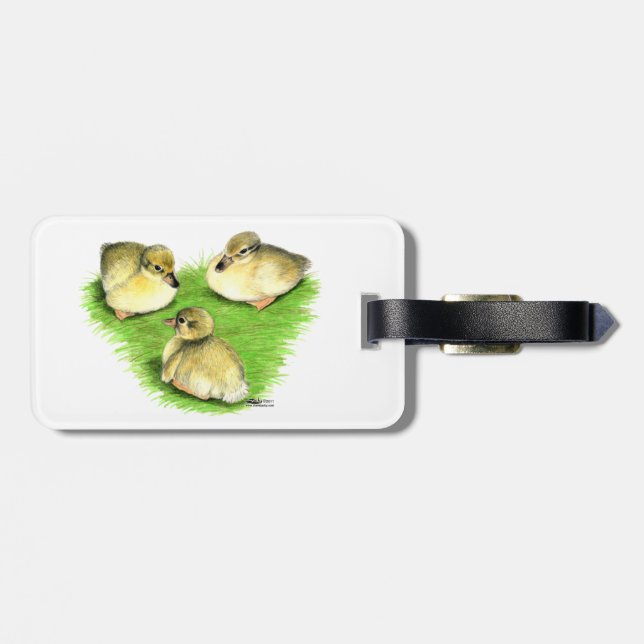 Snowy Mallard Ducklings Luggage Tag (Back Horizontal)