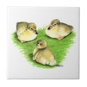 Snowy Mallard Ducklings Tile