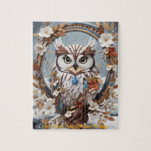 Snowy Melody: The Boho Owl Jigsaw Puzzle