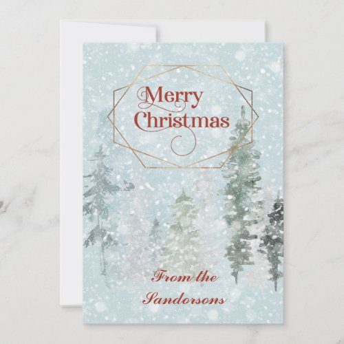 Snowy Merry Christmas Family Photo Holiday Card