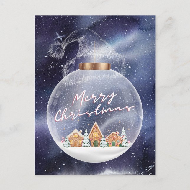Snowy Merry Christmas Postcard (Front)