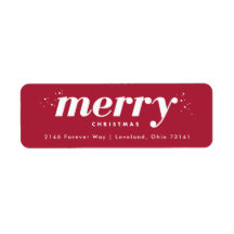 Snowy Modern Merry Christmas Return Address Label