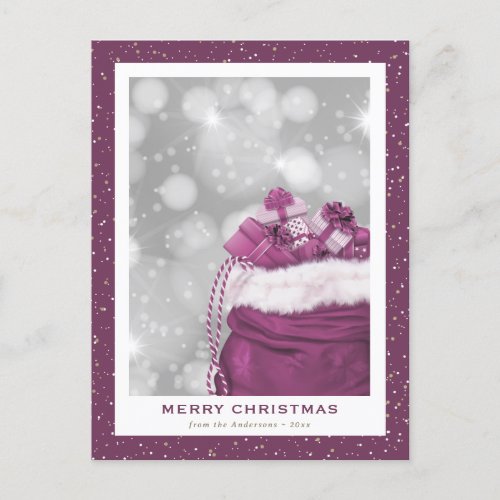 Snowy Modern Pink Christmas Holiday Postcard