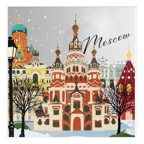 Snowy Moscow St Basils Cathedral Wall Art