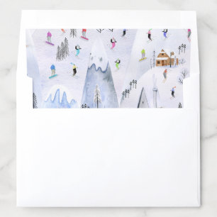 Snowy Mountain Alpine Ski Village Envelope Liner