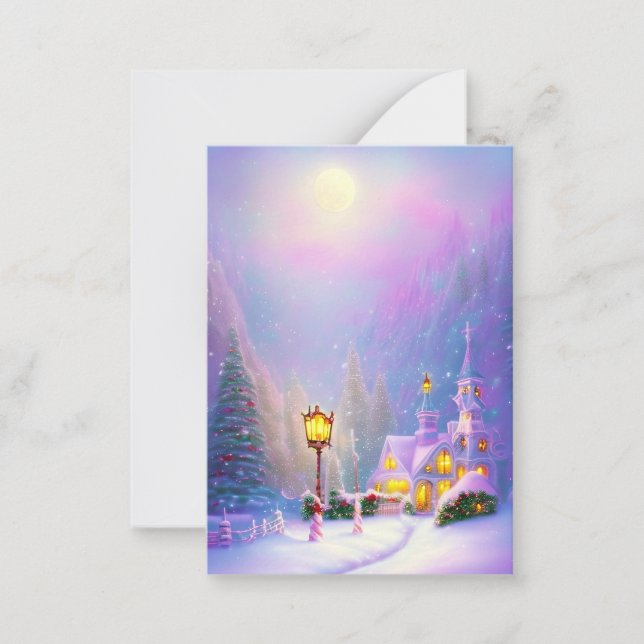 Snowy Mountain church budget mini Christmas Note Card (Front)