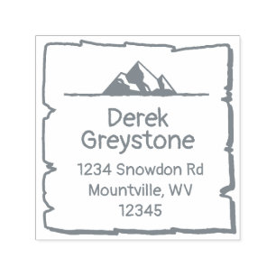 Snowy Mountain Country Lodge Rustic Wood Block Self-inking Stamp