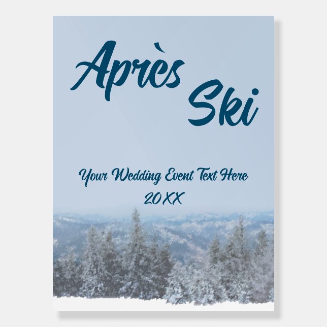 Snowy Mountain Forest Apres Ski Wedding Event Foam Board (Front)