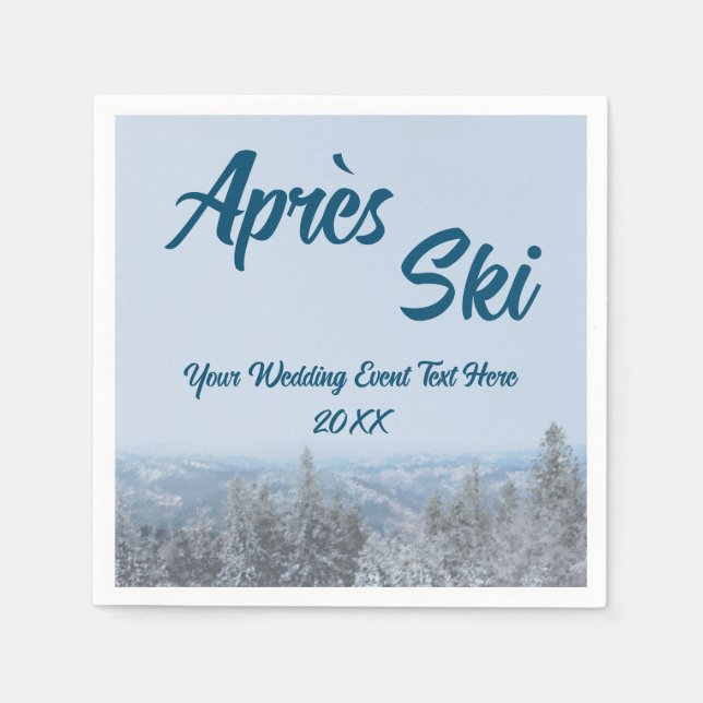 Snowy Mountain Forest Apres Ski Wedding Event Napkins (Front)