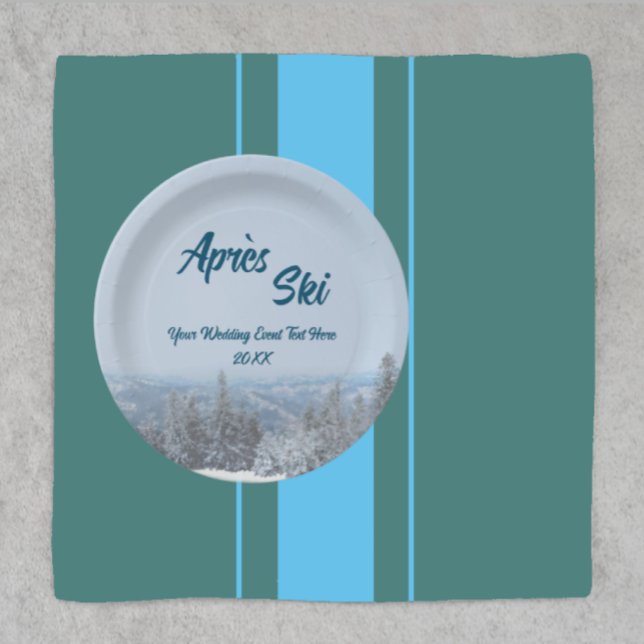Snowy Mountain Forest Apres Ski Wedding Event Paper Plates (Creator Uploaded)