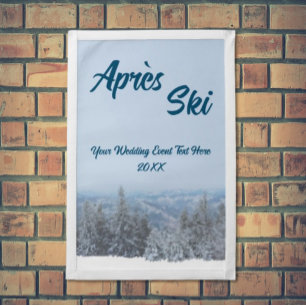 Snowy Mountain Forest Apres Ski Wedding Event Pennant