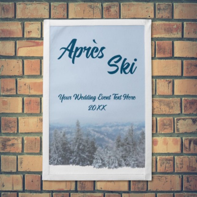 Snowy Mountain Forest Apres Ski Wedding Event Pennant (Creator Uploaded)