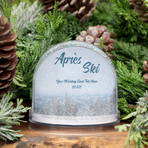 Snowy Mountain Forest Apres Ski Wedding Event Snow Globe