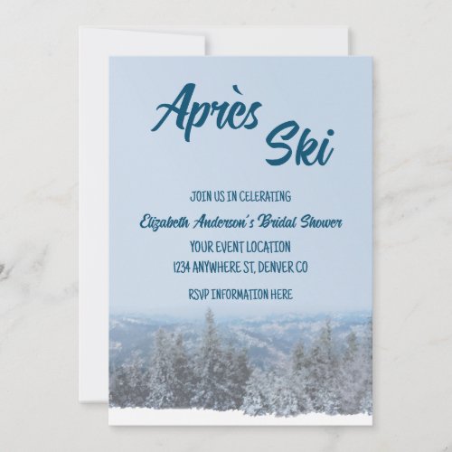 Snowy Mountain Forest Bridal Shower Invitation