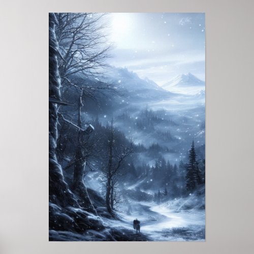Snowy Mountain Forest Panorama Poster