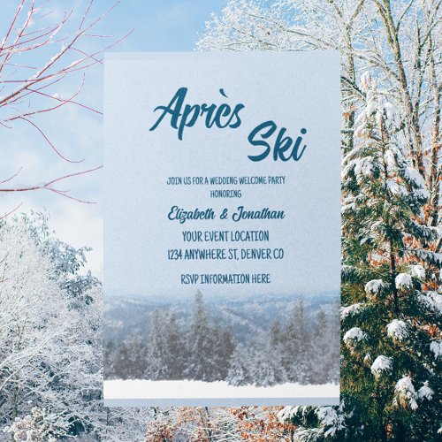 Snowy Mountain Forest Pre_Wedding Welcome Party Enclosure Card