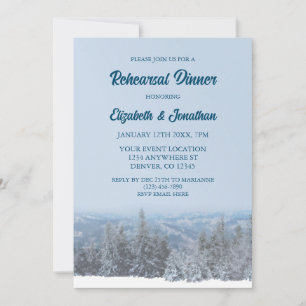 Snowy Mountain Forest Rehearsal Dinner Invitation