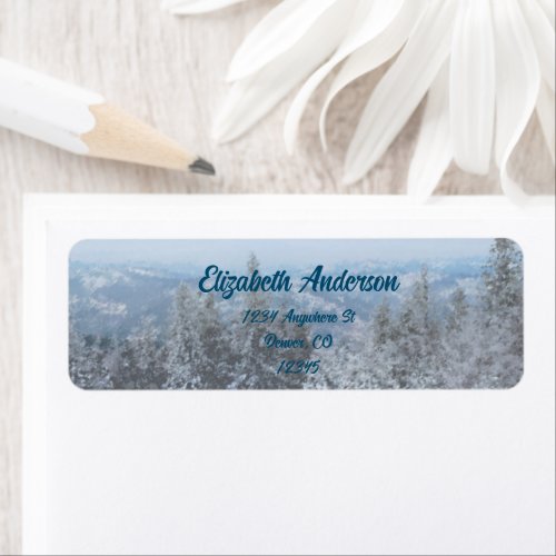 Snowy Mountain Forest Wedding Event Return Address Label