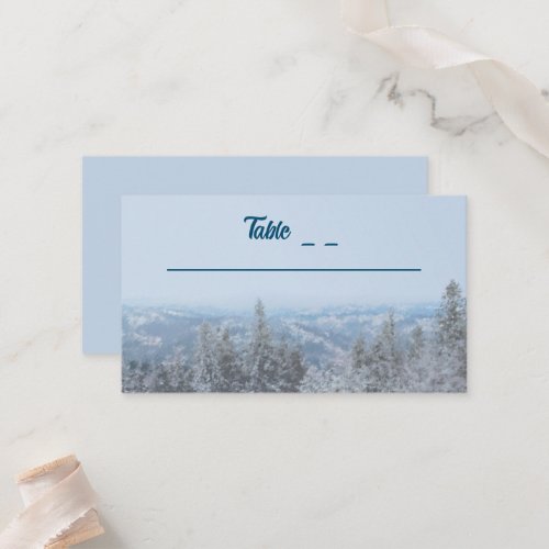 Snowy Mountain Forest Wedding Place Card