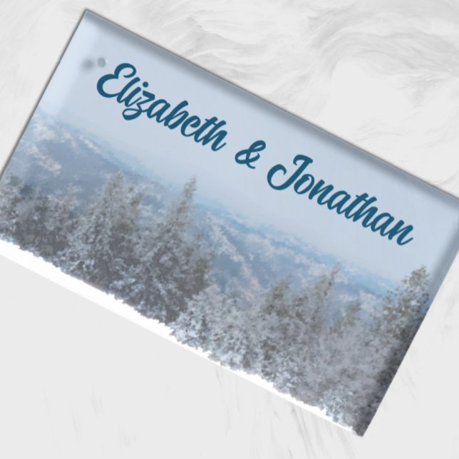 Snowy Mountain Forest Wedding Place Card Holder (Creator Uploaded)