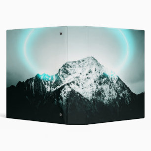 Snowy mountain mysterious blue neon light 3 ring binder