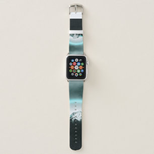 Snowy mountain mysterious blue neon light apple watch band