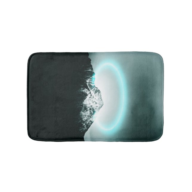 Snowy mountain mysterious blue neon light bath mat (Front)