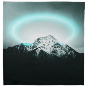 Snowy mountain mysterious blue neon light cloth napkin