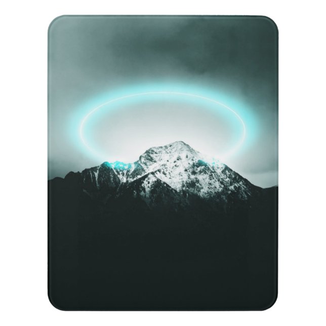 Snowy mountain mysterious blue neon light door sign (Contemporary Vert)
