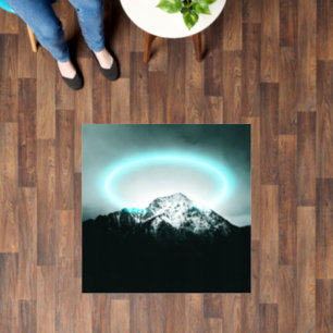 Snowy mountain mysterious blue neon light floor decals