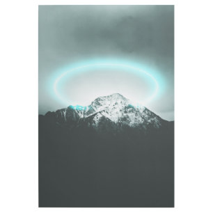 Snowy mountain mysterious blue neon light gallery wrap