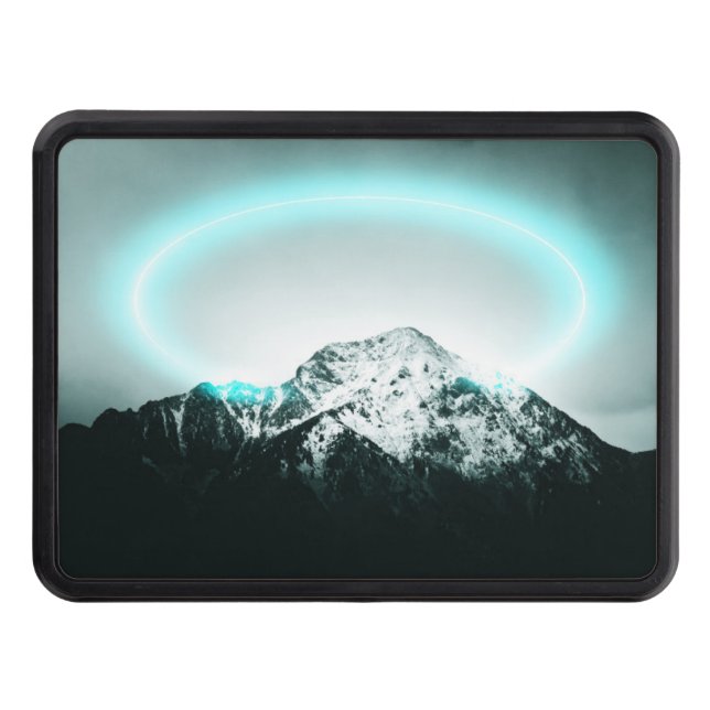Snowy mountain mysterious blue neon light hitch cover (Front)