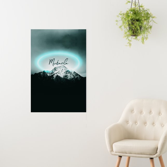 Snowy mountain mysterious blue neon light monogram foam board (In Situ (Wall))
