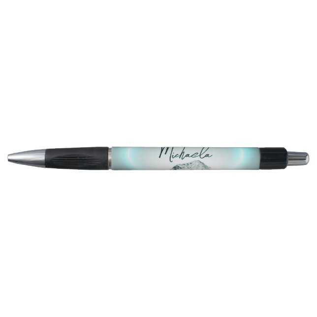Snowy mountain mysterious blue neon light monogram pen (Front)