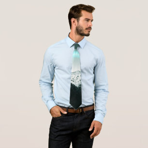 Snowy mountain mysterious blue neon light neck tie