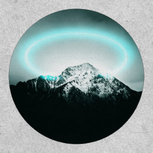 Snowy mountain mysterious blue neon light patch