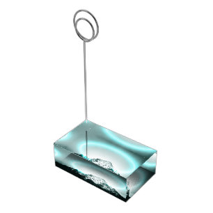 Snowy mountain mysterious blue neon light place card holder