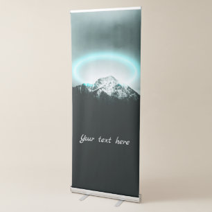 Snowy mountain mysterious blue neon light retractable banner