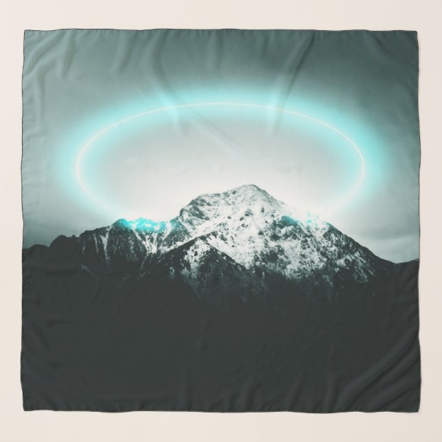Snowy mountain mysterious blue neon light scarf (Front)