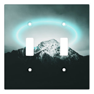 Snowy mountain mysterious blue neon light switch cover