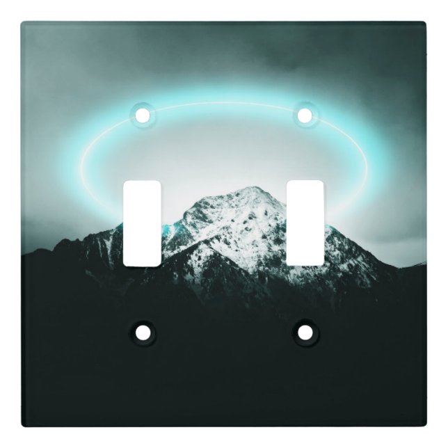 Snowy mountain mysterious blue neon light switch cover (Front)
