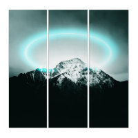 Snowy mountain mysterious blue neon light