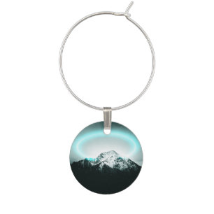 Snowy mountain mysterious blue neon light wine charm