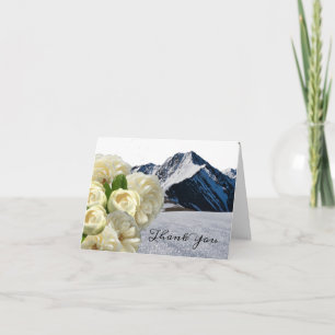 Snowy Mountain Peaks and Flowers Thank You Card