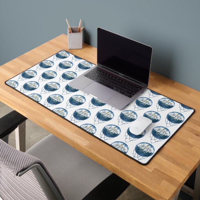 Snowy Mountain Pine Tree Nature Adventure Outdoor Desk Mat (Office 2)