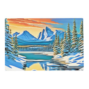 Snowy Mountain Reflection Placemat