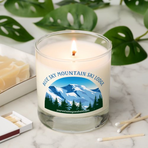 Snowy Mountain Ski Lodge Custom Winter Resort Scented Candle