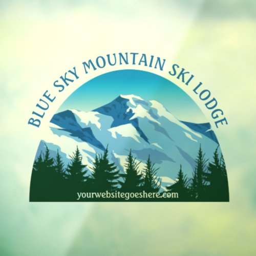 Snowy Mountain Ski Lodge Custom Winter Resort Window Cling