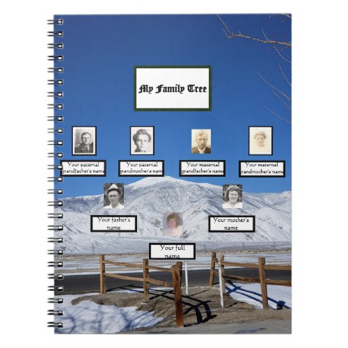 Snowy Mountain Three Generation Family Tree Notebook