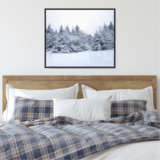Snowy Mountain Tree Line  Canvas Print (Insitu(Bedroom))